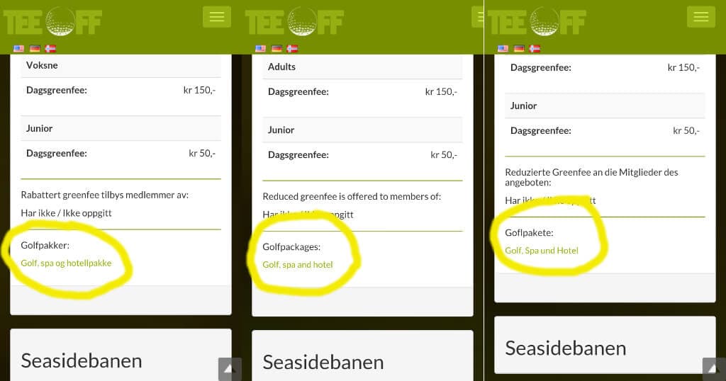 Ny funksjon: Klubbene kan informere om golfpakkene de er del av