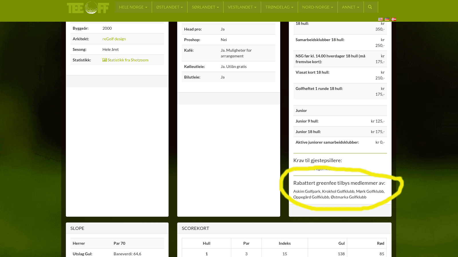 Vis greenfeesamarbeid med andre klubber
