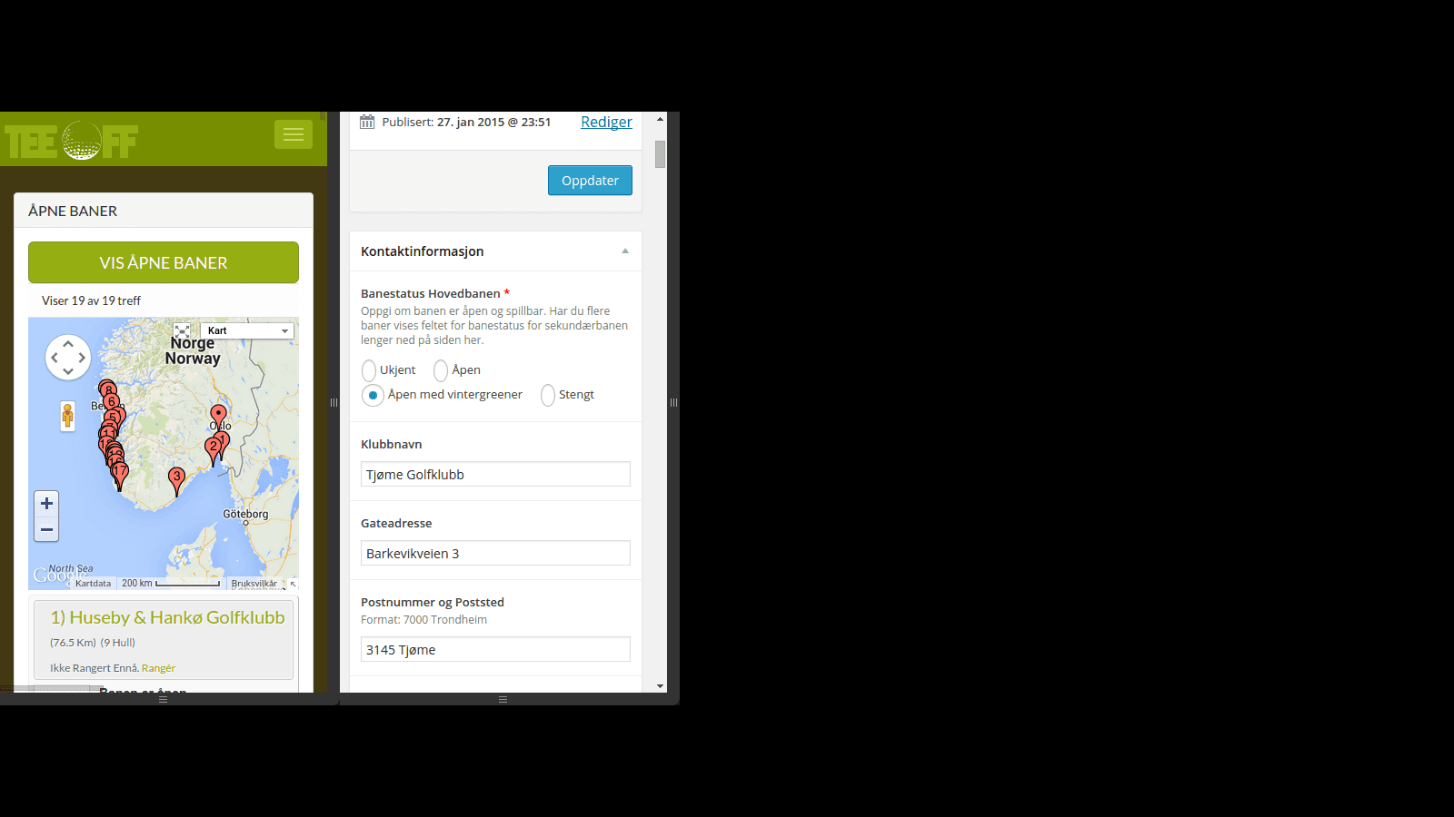 Ny funksjon! Vis åpne baner der du er!