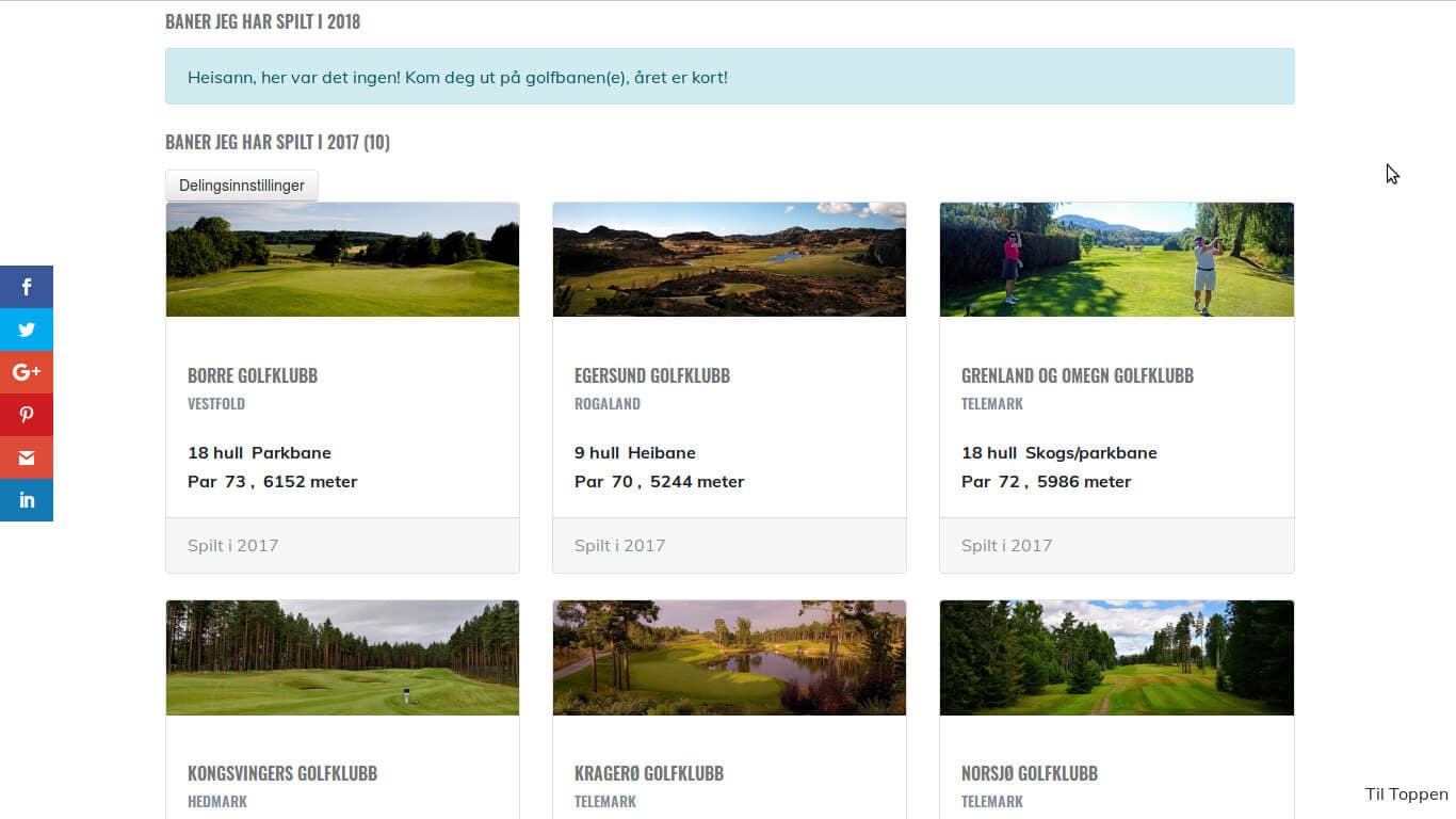Forbedringer på lister over spilte baner